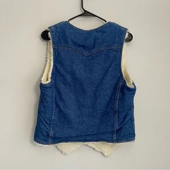 Vintage Levi’s 70s Fleece Lined Button Up Orange Tab Denim Vest - Picture 5 of 7
